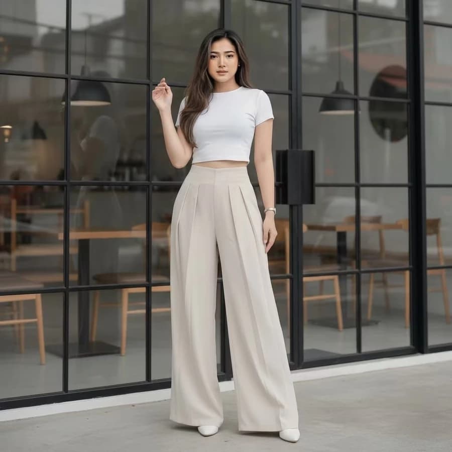 Lavie Pants Celana Kulot Palazzo Wanita Highwaist Semiwoll Premium