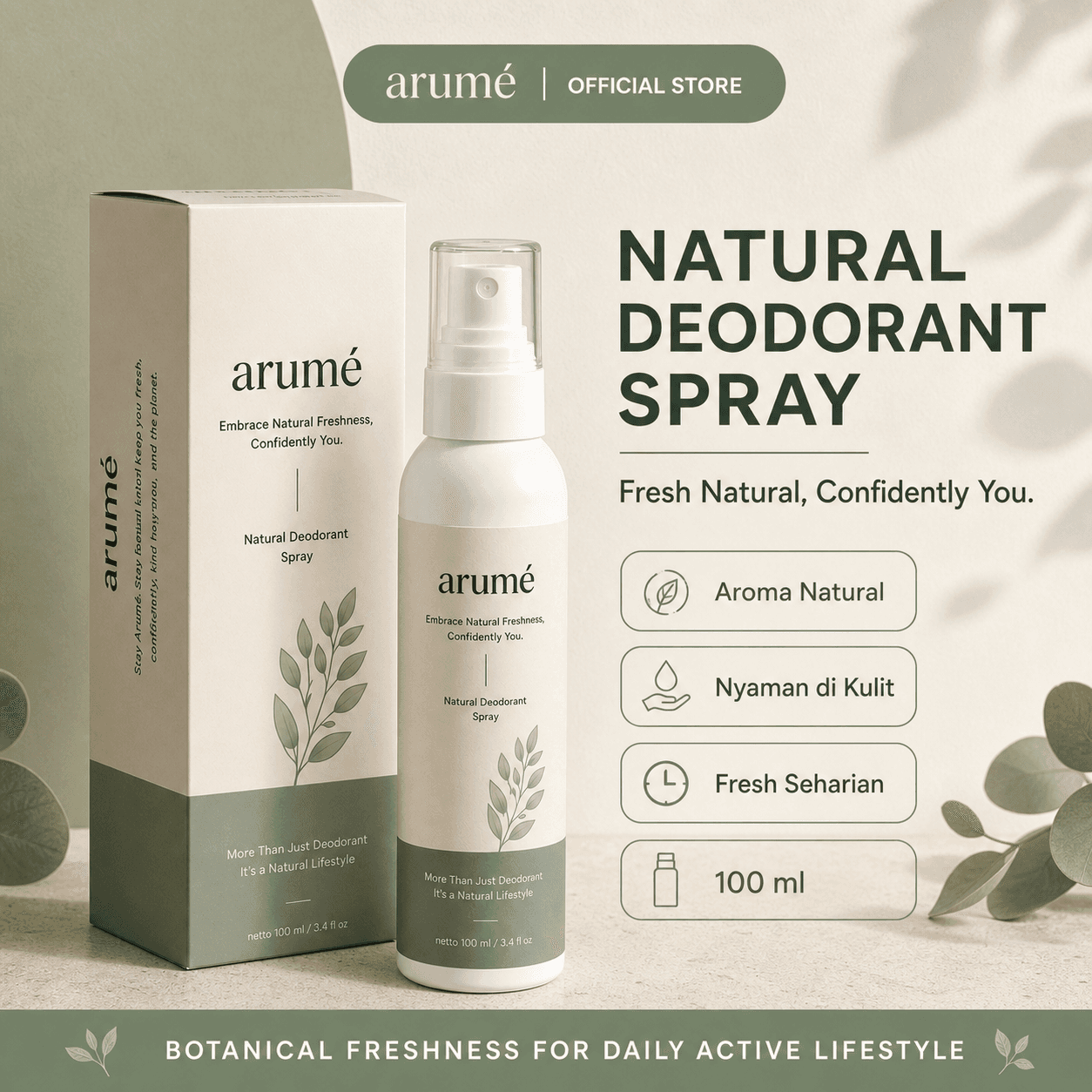 Arumé Fresh Veil Natural Deodorant Spray